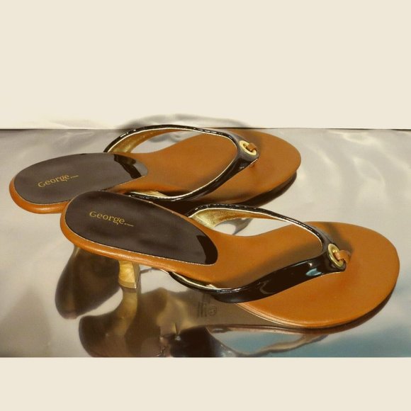 NEW GEORGE TM/MC Model: Nicole, Brown/Black Heels Sandals US Size 7.5 - Picture 4 of 13